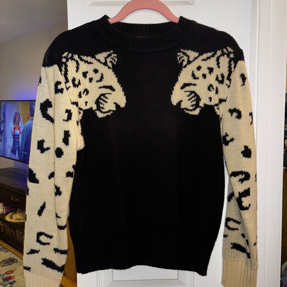 Black and Cream Leopard Sweater